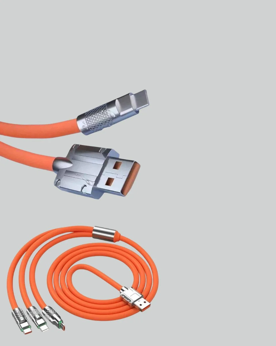 3’ü 1 Arada Kablo – 120W Hızlı Şarj ve Veri Aktarımı Özellikli
