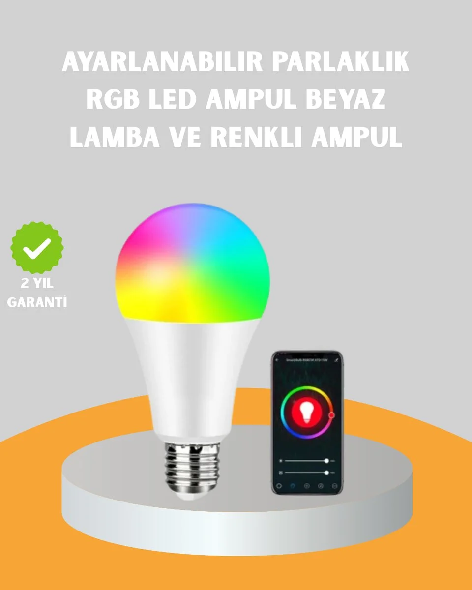 Kumanda Destekli Çok Renkli Akıllı LED Ampul