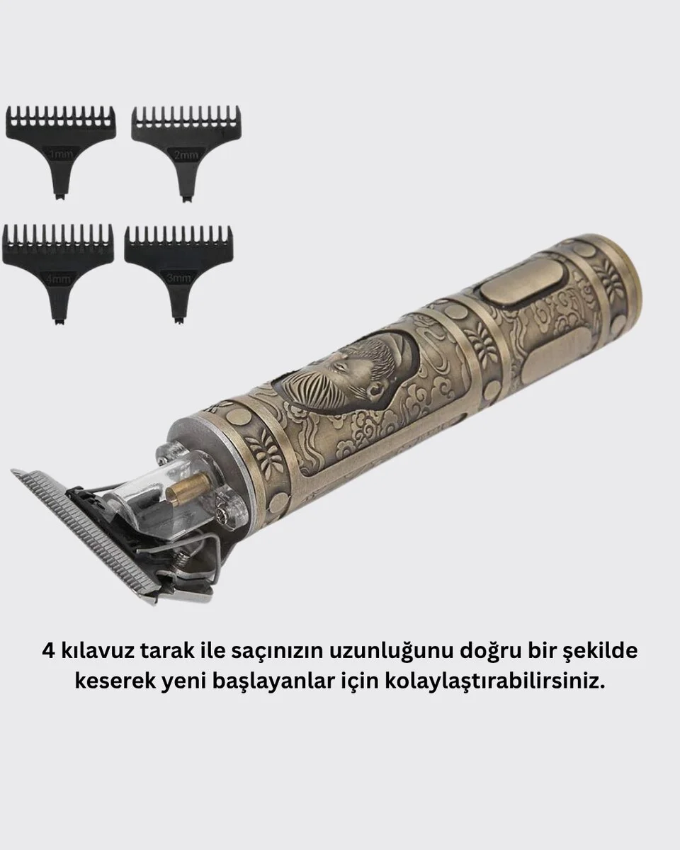 Güçlü Motorlu 4 Kılavuz Taraklı Kompakt Saç Kesme Makinesi – Uzun Pil Ömürlü