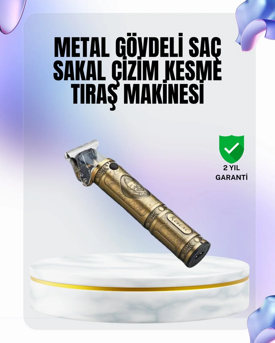 4 Kılavuz Taraklı Profesyonel Saç ve Sakal Kesme Makinesi