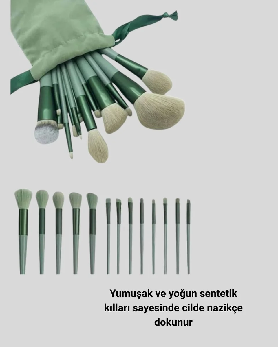 13 Parça Makyaj Fırça Seti – Ergonomik Dökülme Yapmayan Taşınabilir