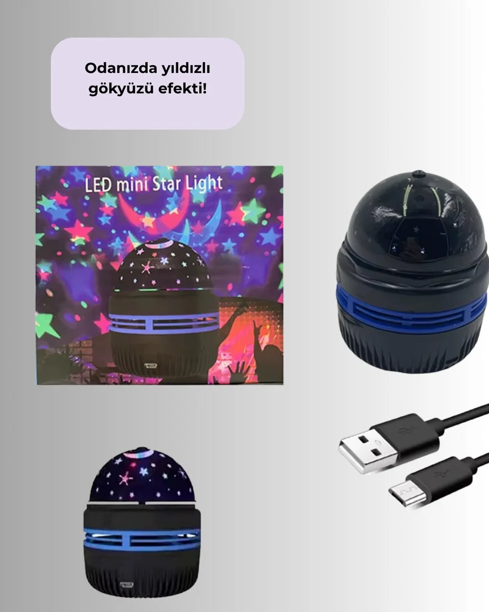 Star Master Galaxy Projektör – 360° Dönebilen Gece Lambası Dekoratif Ambiyans Işığı