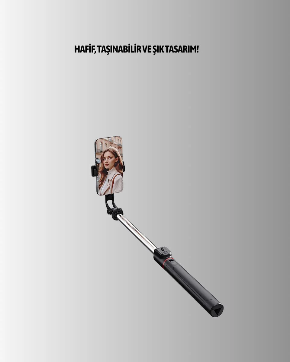 Bluetooth’lu Işıklı Selfie Çubuğu – Katlanabilir 130 cm
