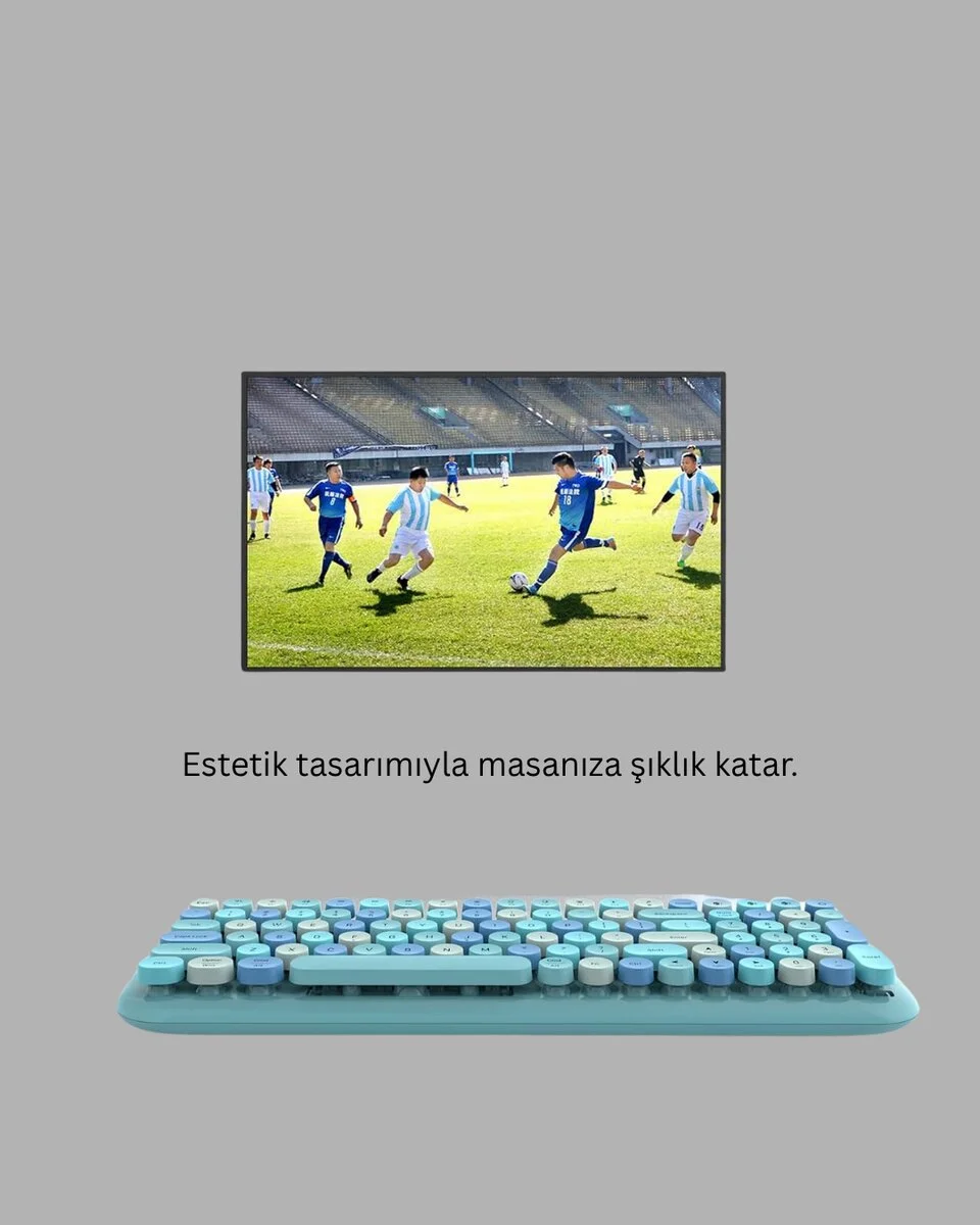 Kablosuz Retro Klavye ve Mouse Seti – 104 Tuşlu Sessiz Yazım