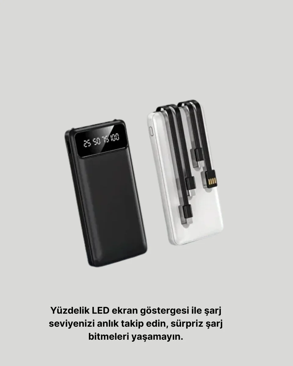Taşınabilir 20.000 mAh Hızlı Şarj Powerbank 4 Çıkışlı
