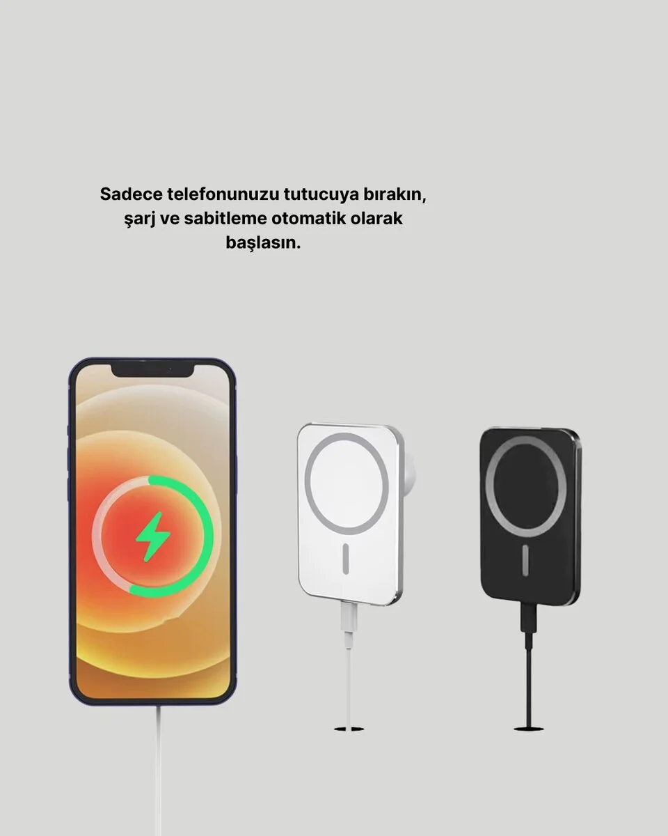iPhone Serileri ile Uyumlu MagSafe Manyetik Araç Telefon Tutucu ve Şarj Cihazı