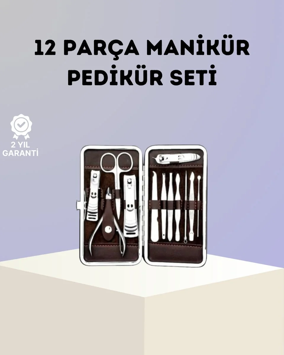 Paslanmaz Çelik Çok Fonksiyonlu 12 Manikür Seti