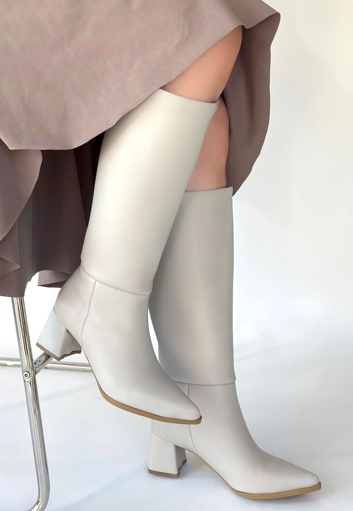 Roksa Ten Cilt Topuklu Çizme