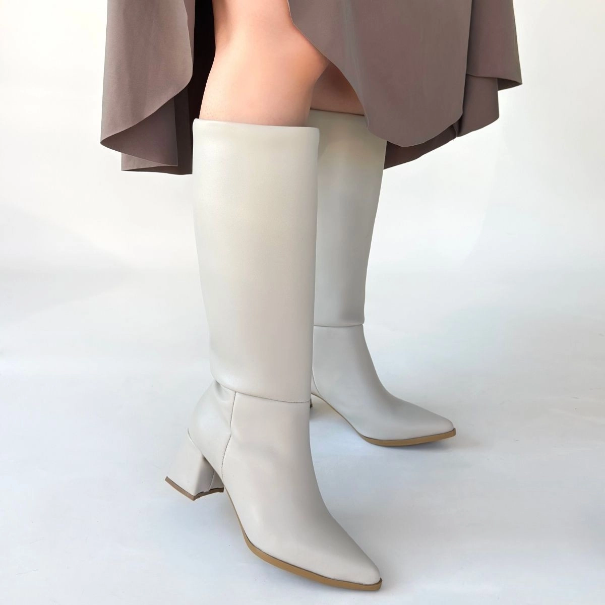 Roksa Ten Cilt Topuklu Çizme