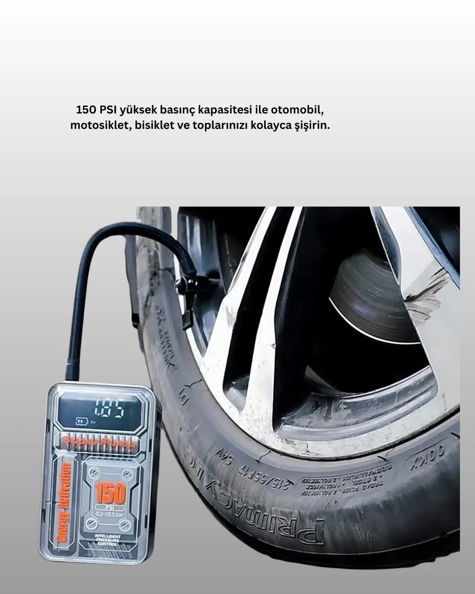 Mini Boy Elektrikli Şarjlı Yüksek Basınçlı Lastik Şişirme Pompası