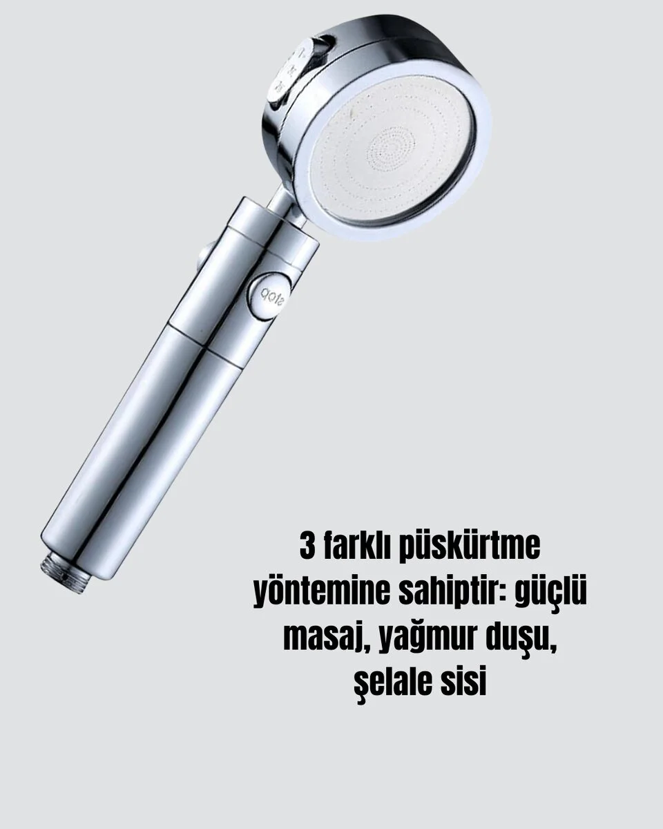 Kolay Montajlı 3 Modlu Yüksek Basınç Duş Başlığı