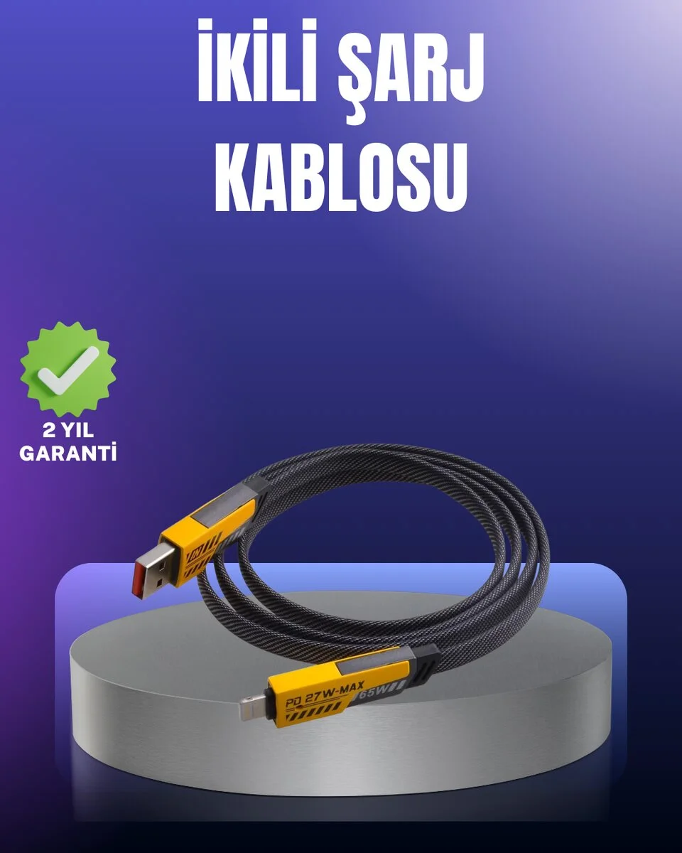 Evrensel Uyumluluklu Dayanıklı Metal Başlıklı Hızlı Şarj Kablosu