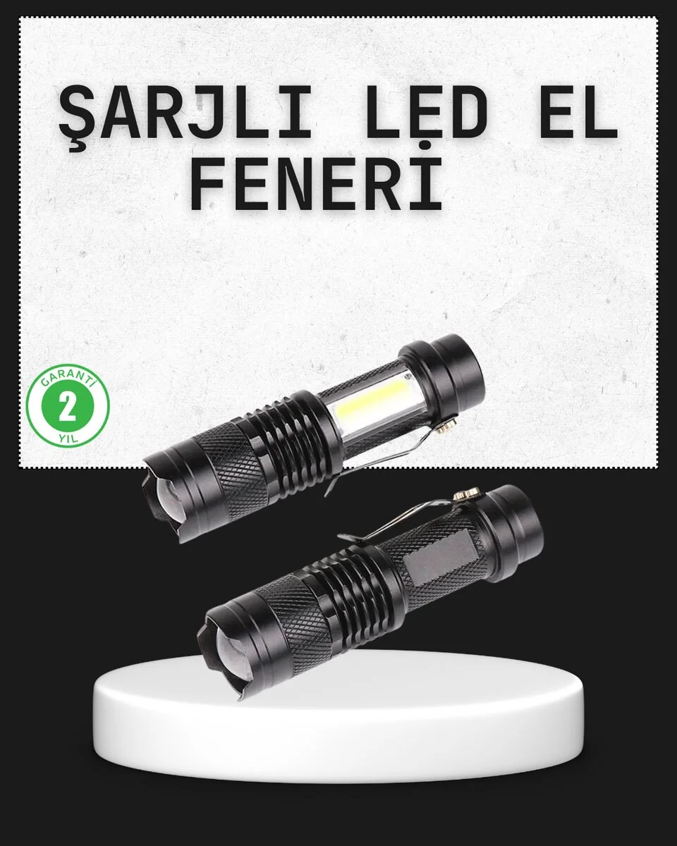 Odak Ayarlı 2000 Lümen Şarjlı LED El Feneri