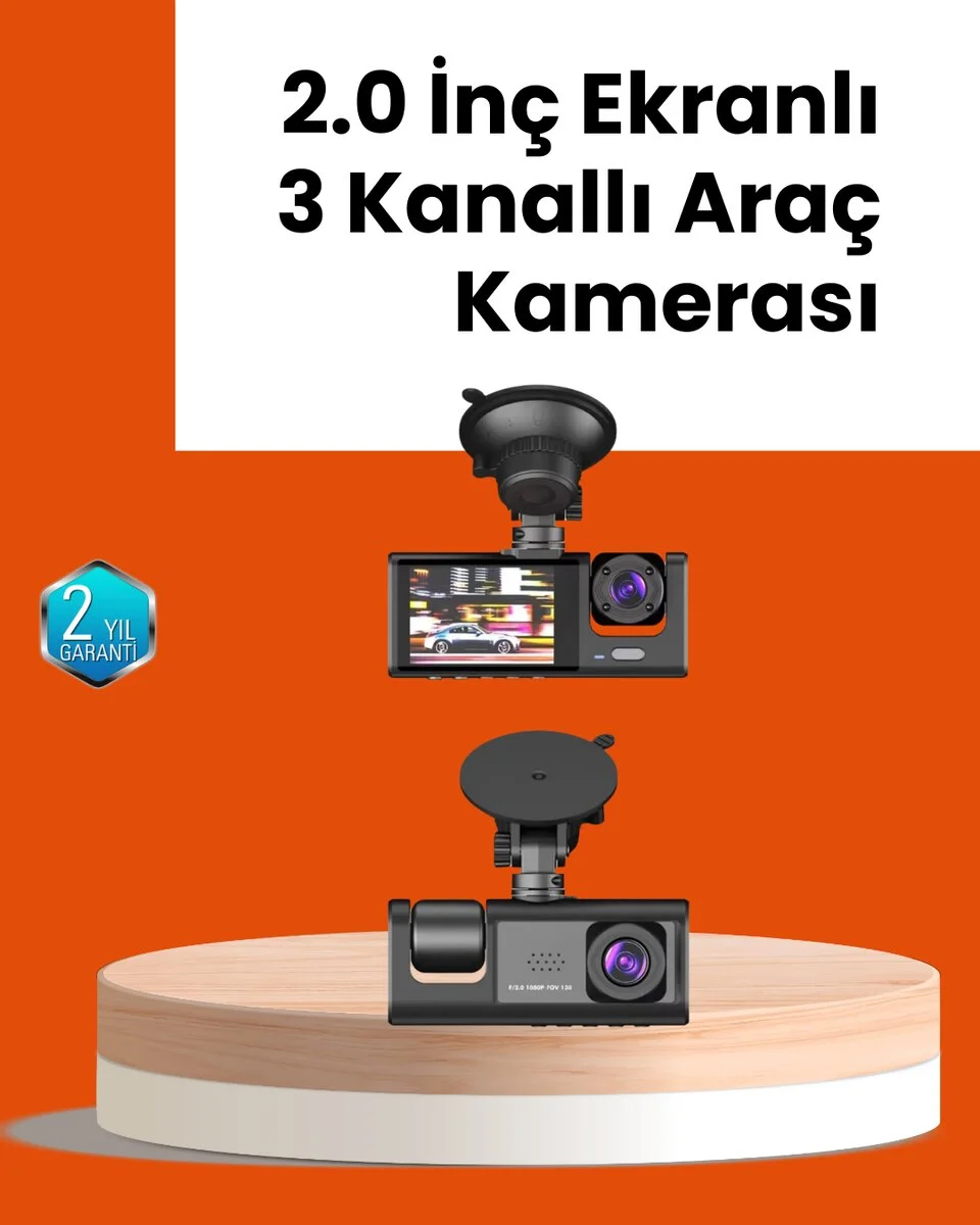 Full HD Araç Kamerası  Çift Yönlü Kayıt ve Darbe Sensörü