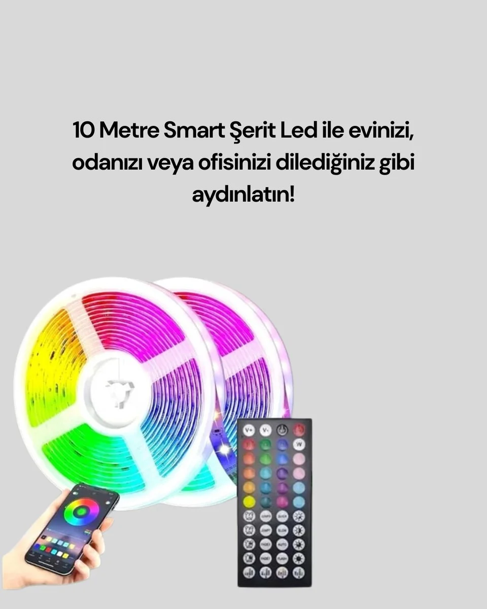 10 Metre USB Smart Şerit Led Kumandalı Telefon Kontrollü