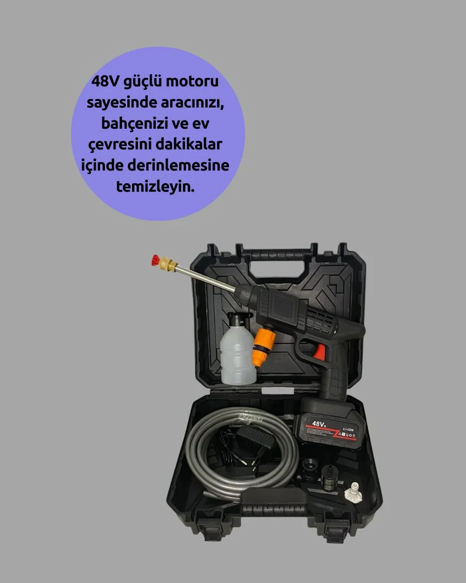 Taşınabilir Şarjlı Basınçlı Yıkama Tabancası Köpük Aparatlı