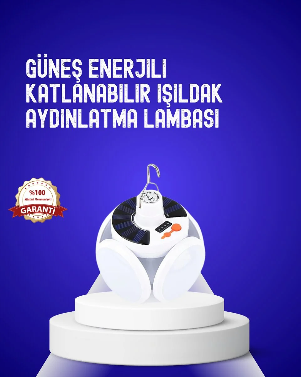 USB ve Solar Şarjlı Katlanabilir 5 Taraflı LED Lamba