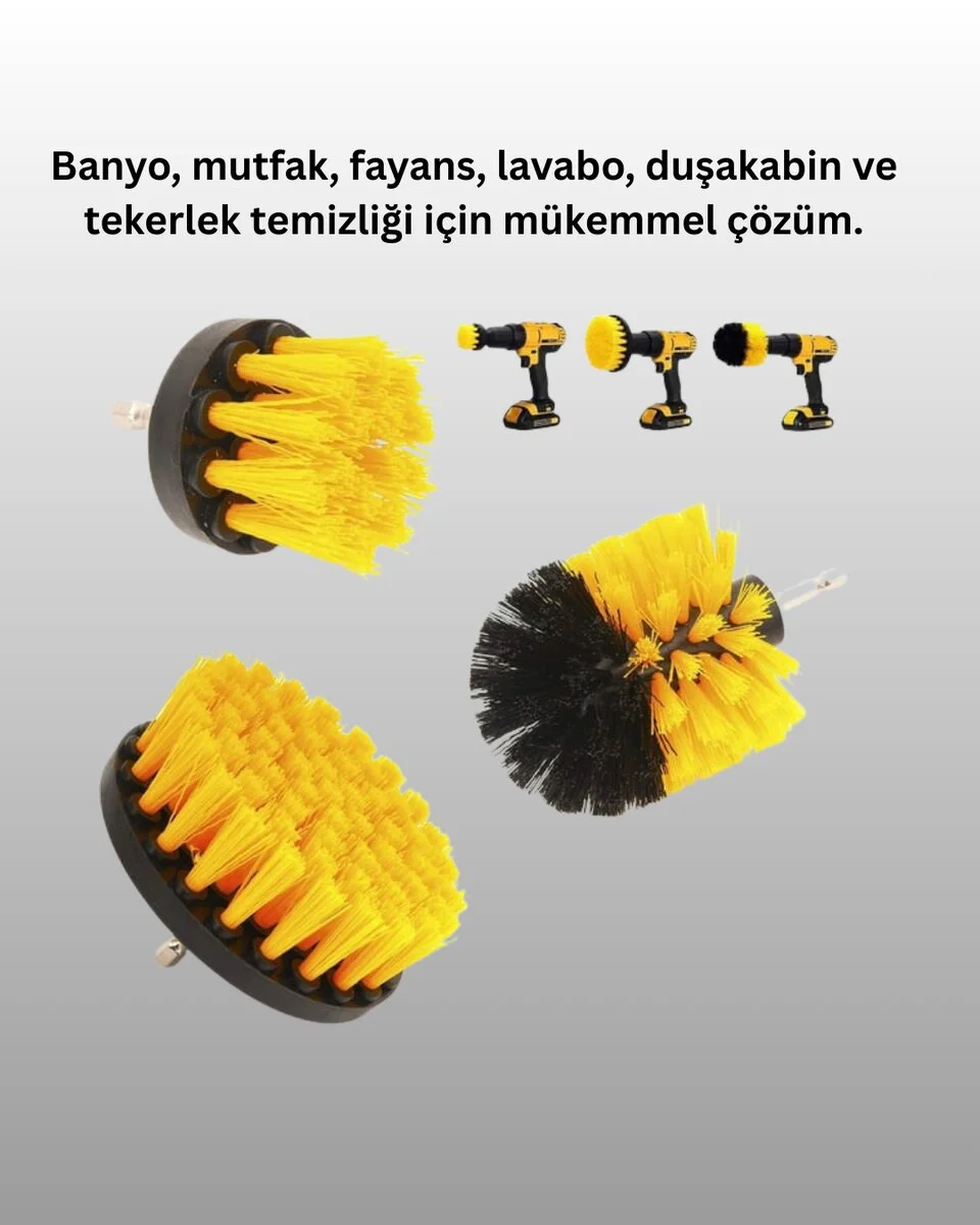 3 Parça Matkap Ucu Temizlik Fırçası Dayanıklı Naylon Kıllı