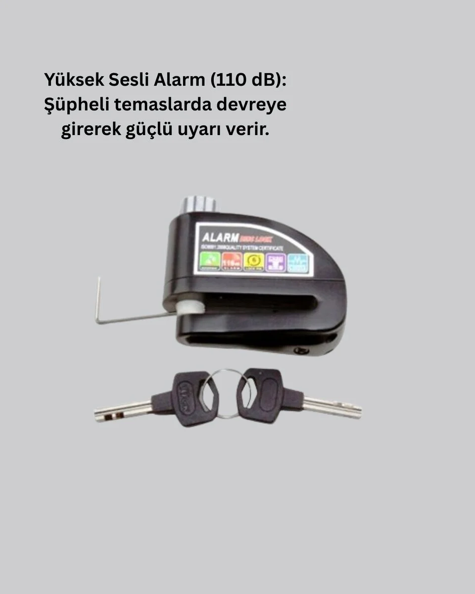 Çelik Gövdeli Alarm Disk Kilidi Motosiklet ve Bisiklet İçin Güvenlik