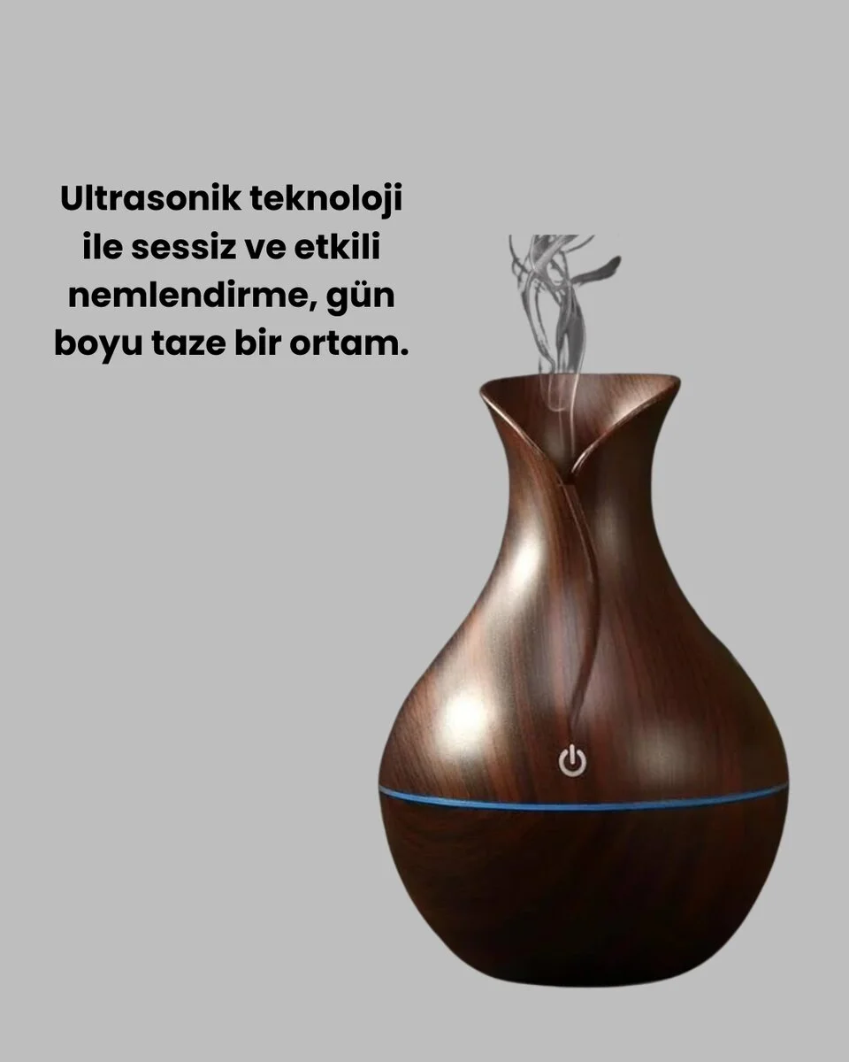 Led Işıklı Ultrasonik Oda Nemlendirici ve Uçucu Yağ Difüzörü