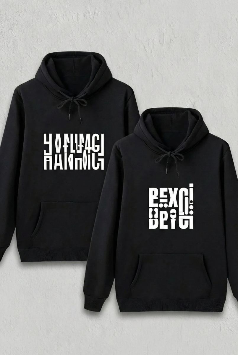 Sevgililer Günü Hanımcı Hediye Baskılı Oversize Kapüşonlu Sweatshirt - Siya