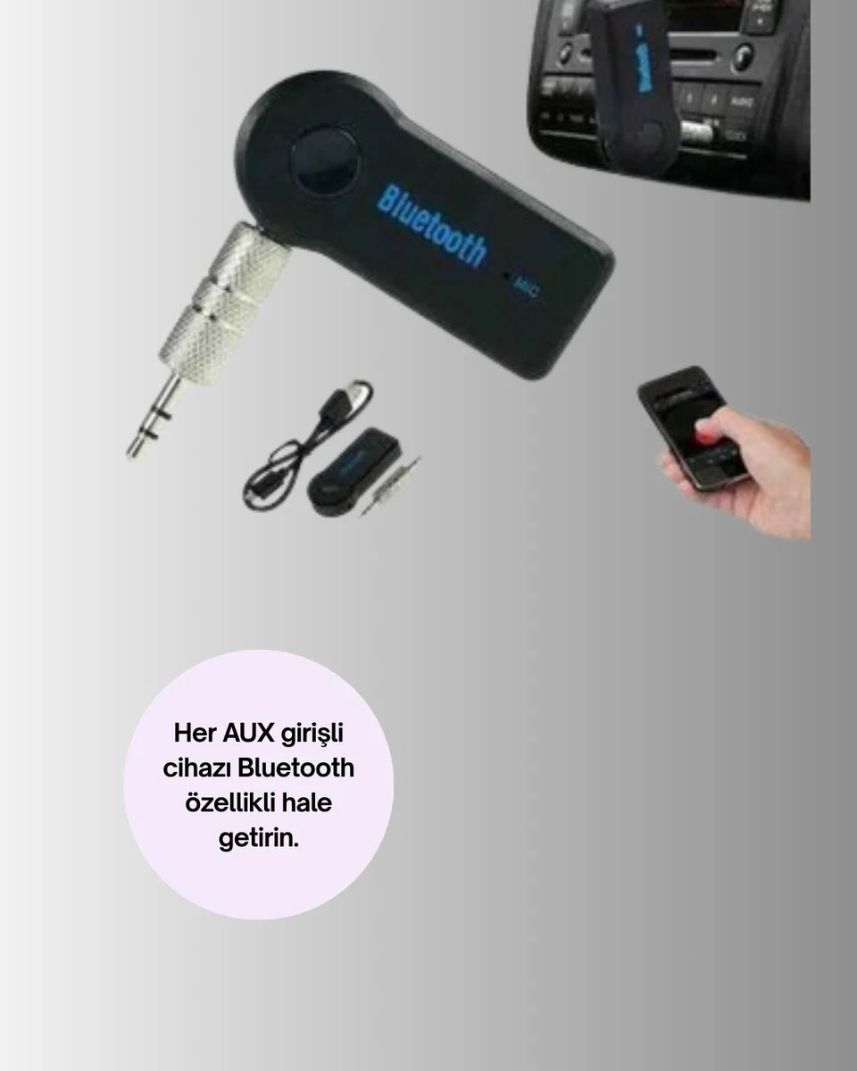 Araç İçi Bluetooth AUX Adaptörü ve Telefon Görüşme Cihazı