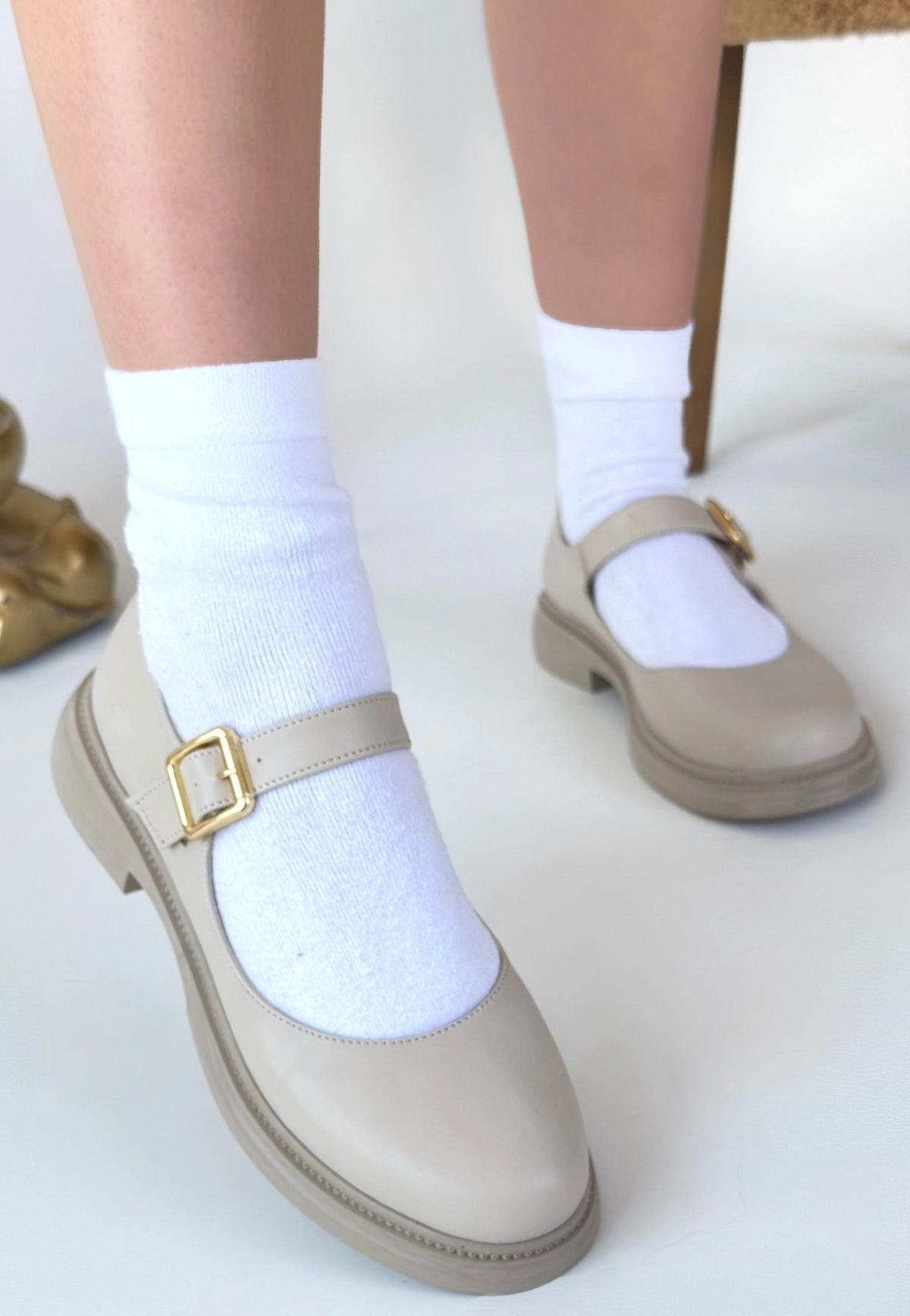 Yokox Bej Cilt Oxford Ayakkabı