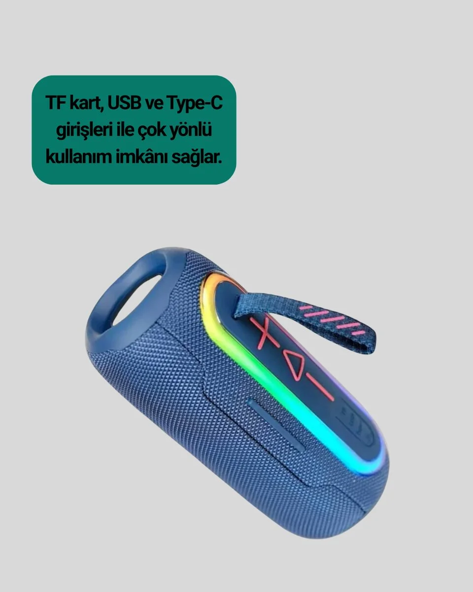Taşınabilir Şarjlı Bluetooth Hoparlör Güçlü Bas