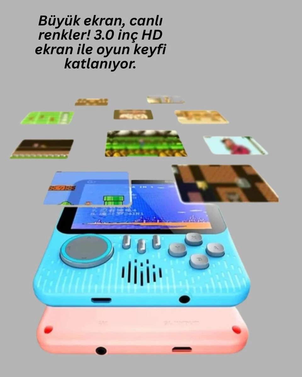 İki Kişilik Oyun Deneyimi Sunan Taşınabilir Retro Konsol