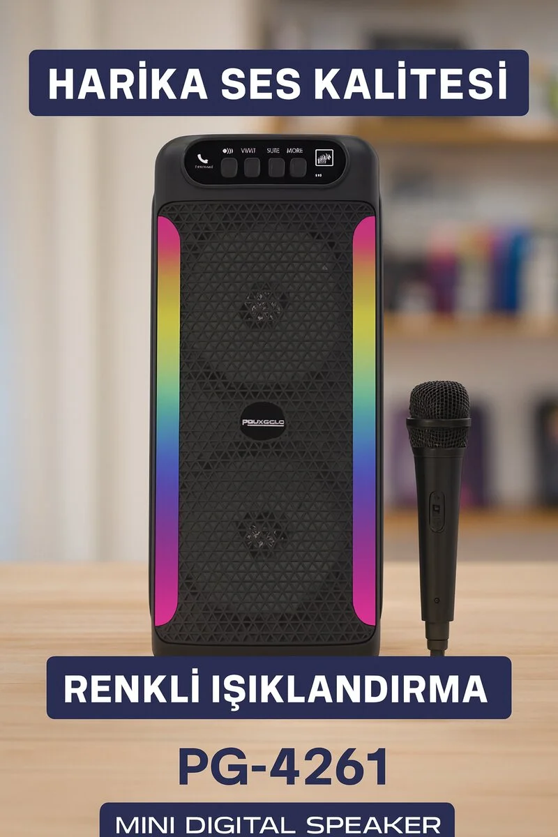 Ev ve Dış Mekan Kullanımına Uygun RGB Işıklı Hoparlör