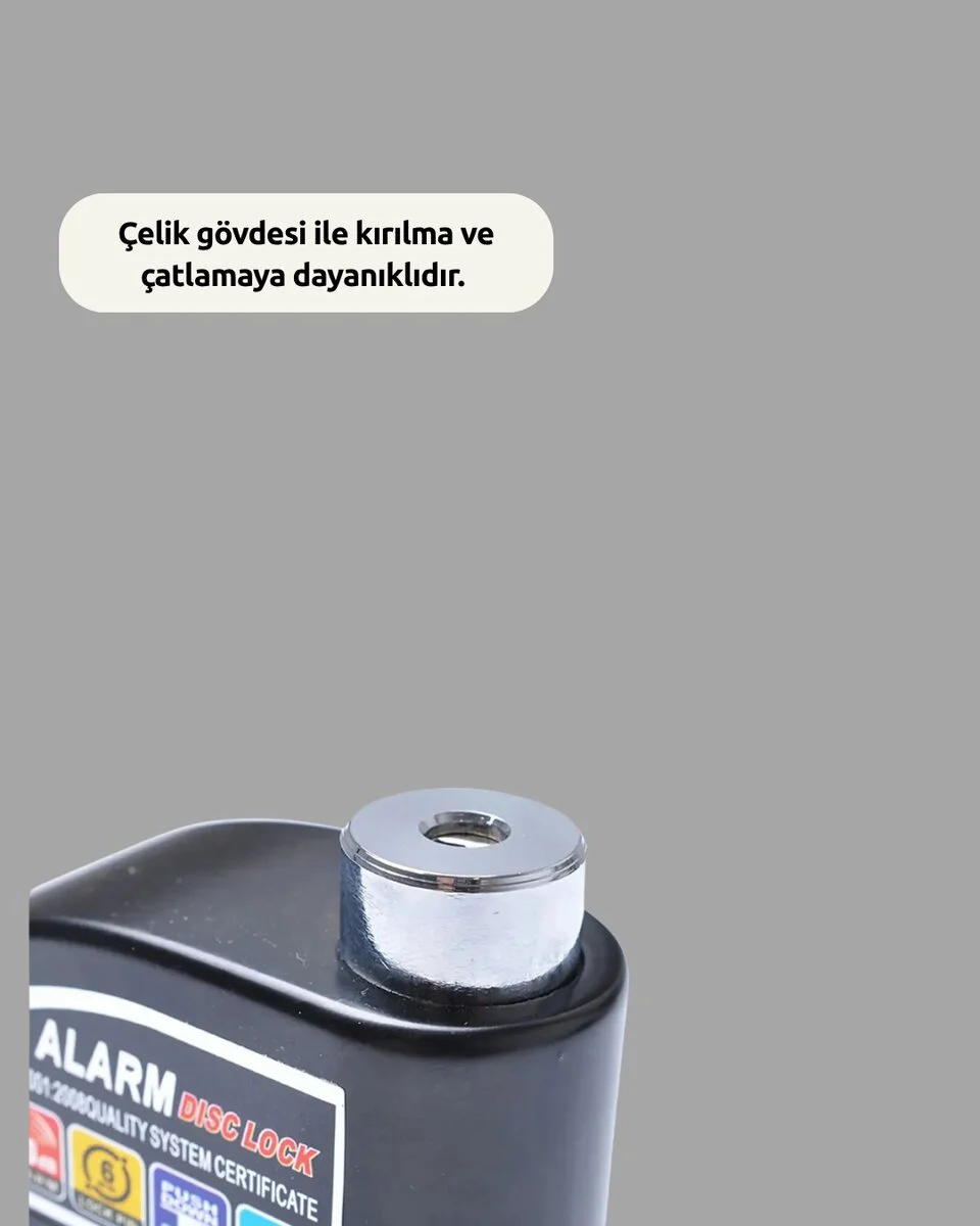 Suya Dayanıklı 110dB Alarmlı Çelik Disk Kilidi