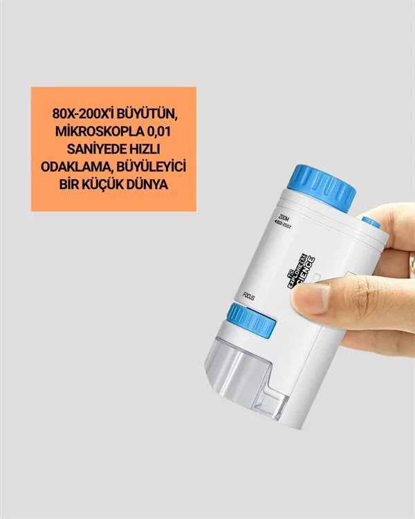 PMMA Optik Lensli Kompakt Taşınabilir Mikroskop