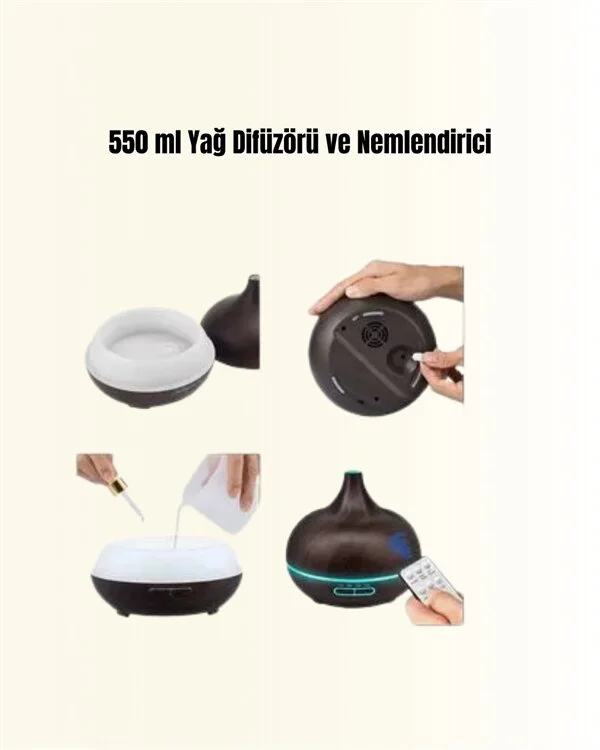 Sessiz Çalışan Aromaterapi Difüzörü – 4 Zaman Ayarlı 7 Renkli Işık Seçeneği