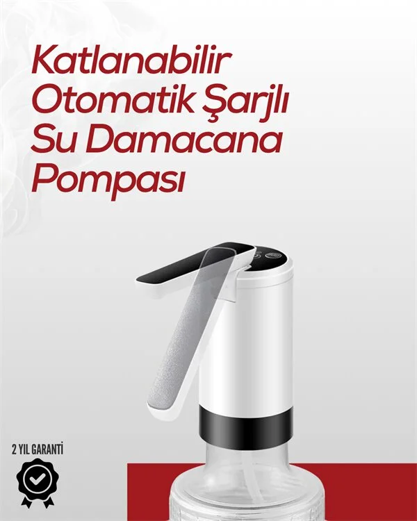 8000 mAh USB Şarjlı Su Pompası | Tek Tuşla Başlat/Durdur | Cam Damacana Uyumlu | Enerji Tasarruflu 4W Güç