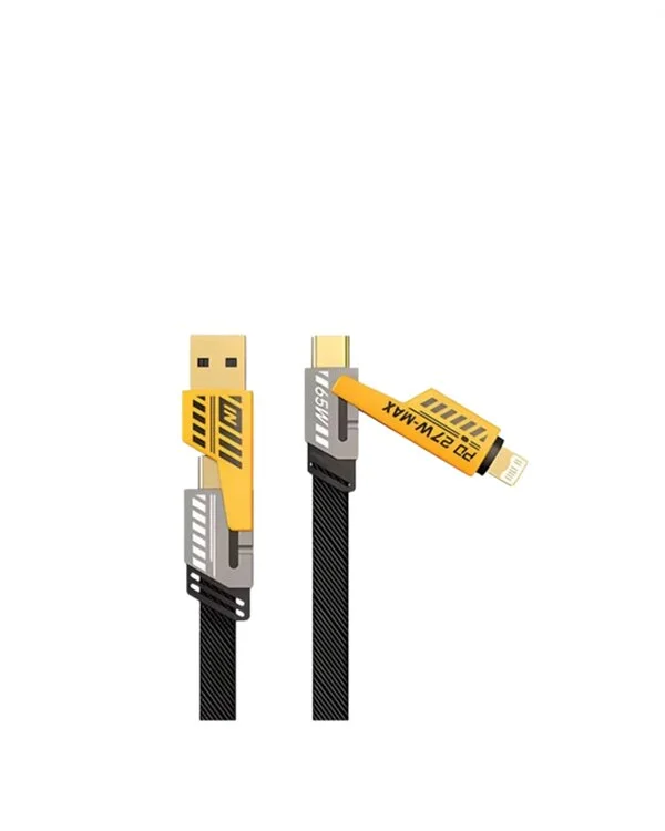 USB-C ve Lightning Uyumlu 4'ü 1 Arada Kablo – 65W Hızlı Şarj Örgülü Dayanıklı Yapı