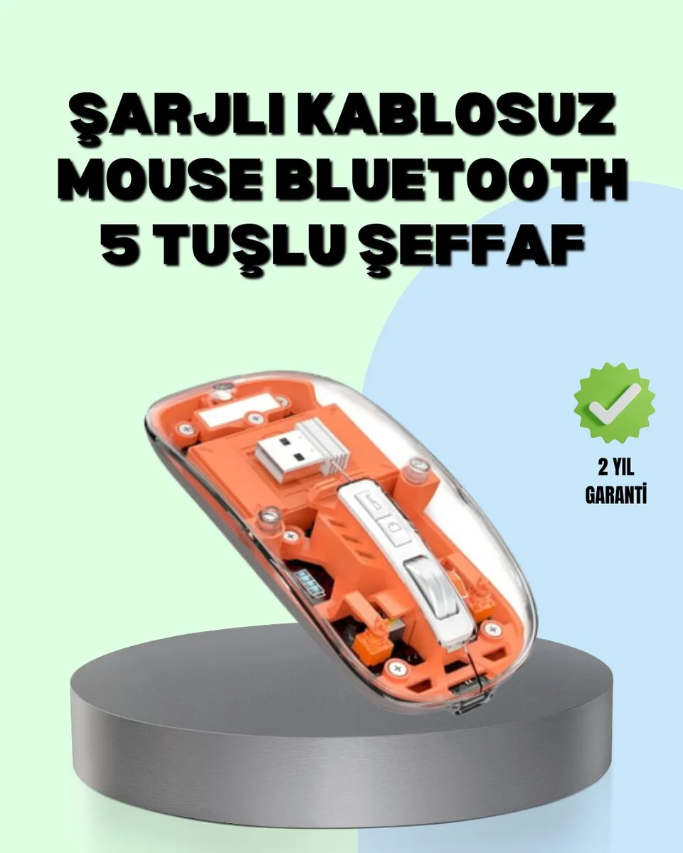 Şarjlı Ergonomik Fare – 1600 DPI Sessiz Tıklama Özellikli