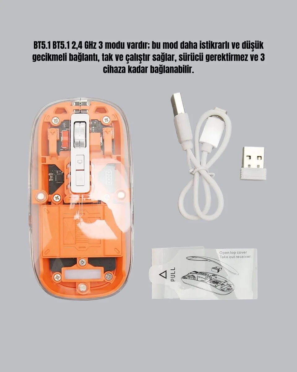 Şarjlı Ergonomik Fare – 1600 DPI Sessiz Tıklama Özellikli