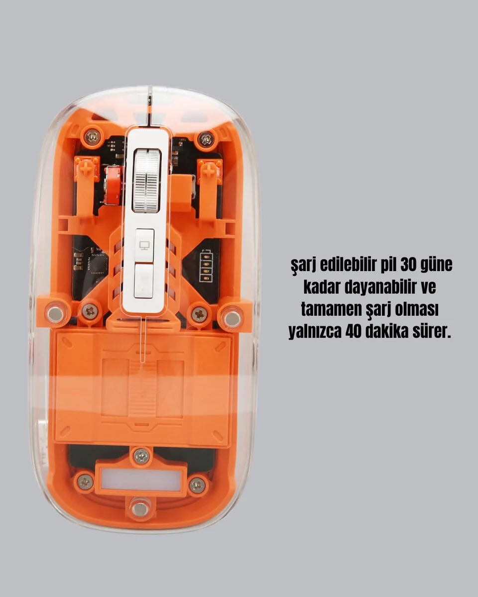 Kablosuz Sessiz Ergonomik ve Şarjlı Fare - Gelişmiş Çoklu Cihaz Desteği