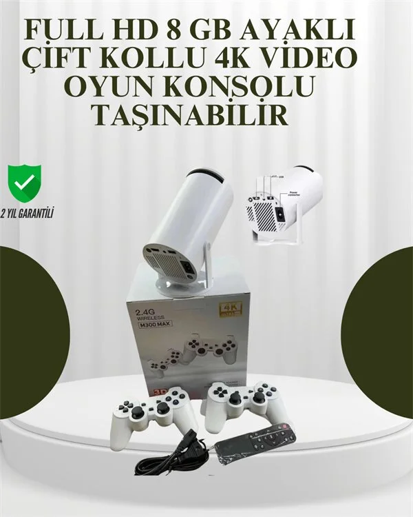 Portatif 4K Projeksiyon – 4.000 Uygulama Kablosuz Yansıtma ve Bluetooth 5.0