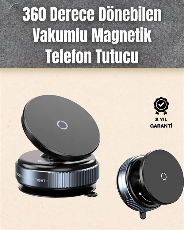 Çok Yönlü Döner Başlıklı Vakumlu Araç Telefon Standı – Sert Yollarda Stabil Kullanım