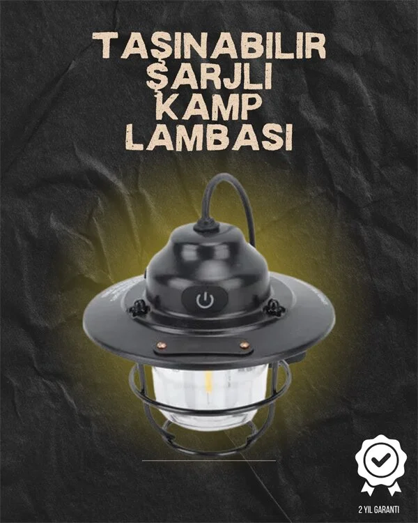Kamp ve Bahçe İçin Retro LED Fener – Sıcak Işık Uzun Ömürlü Batarya