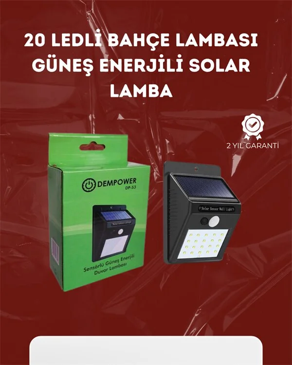 Su Geçirmez 20 LED Solar Aydınlatma | Dış Mekan için PIR Hareket Sensörü ile Akıllı Işık