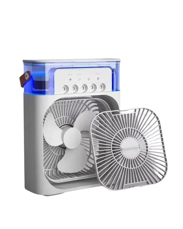 USB Bağlantılı 3'ü 1 Arada Nemlendirici Mini Klima Fan | 7 Renk Işıklı