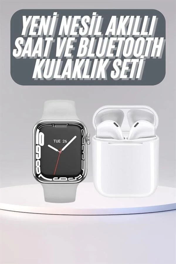Akıllı Saat Kulaklık Hediyeli Uyku ve Sağlık Takibi Yapabilen Uzun Ömürlü