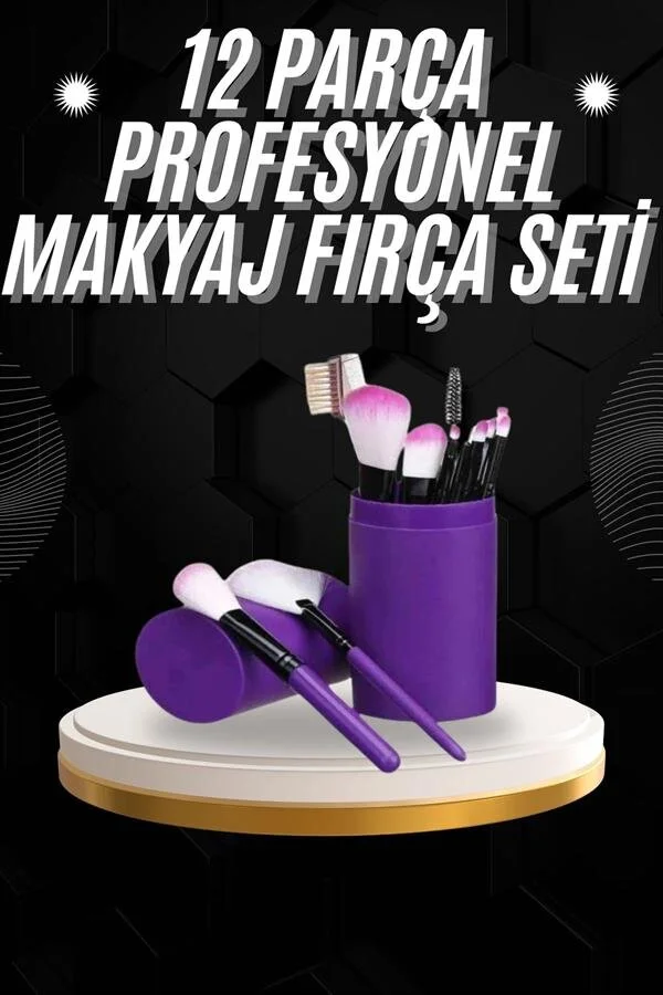 12 Parça Profesyonel Makyaj Fırçası Far Fırçası Allık Fırçası Yumuşak Kıllı