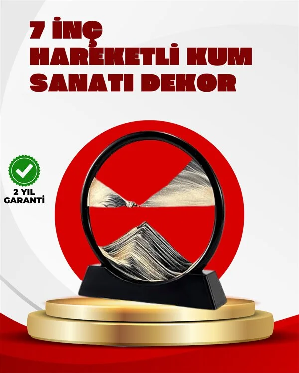 Rahatlatıcı Kum Sanatı – Yuvarlak Cam Çerçeveli Hareketli Kum Resmi Ofis ve Ev İçin Etkileşimli Masaüstü Süs