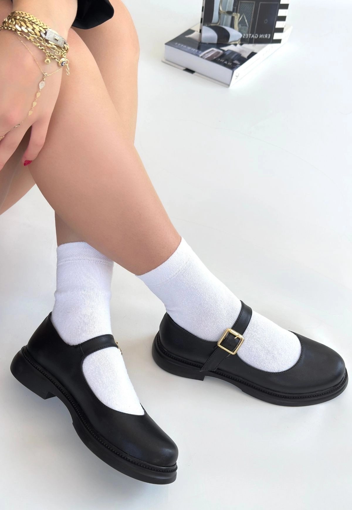 Yokox Siyah Cilt Oxford Ayakkabı