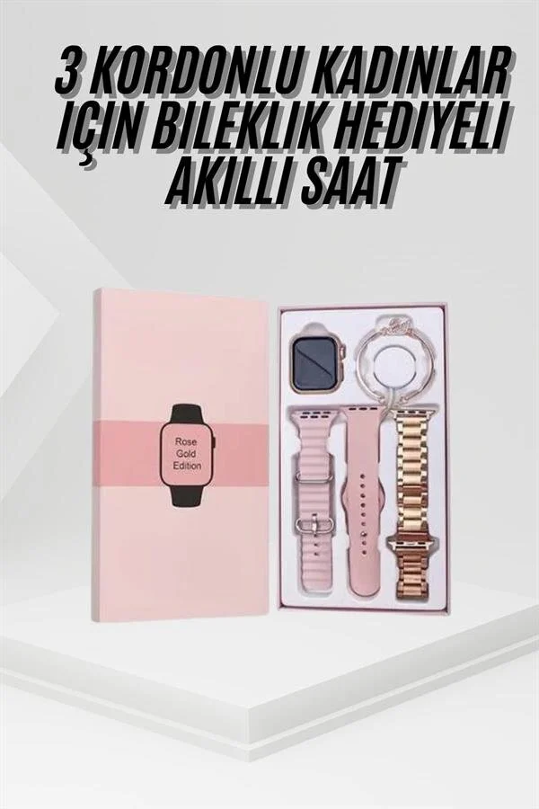 Yeni Nesil Kadın Akıllı Saat Rose Gold Android ve İos Uyumlu
