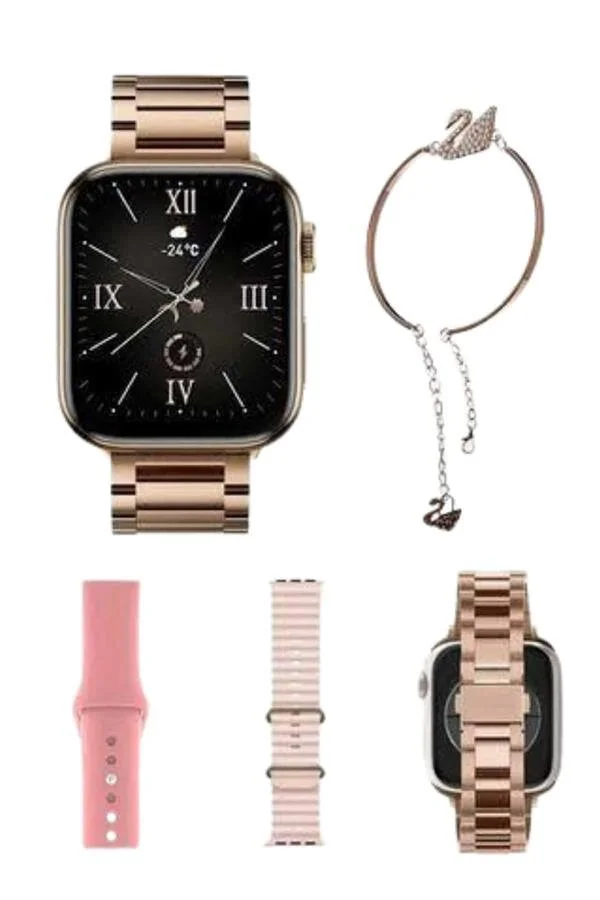 Yeni Nesil Kadın Akıllı Saat Rose Gold Android ve İos Uyumlu