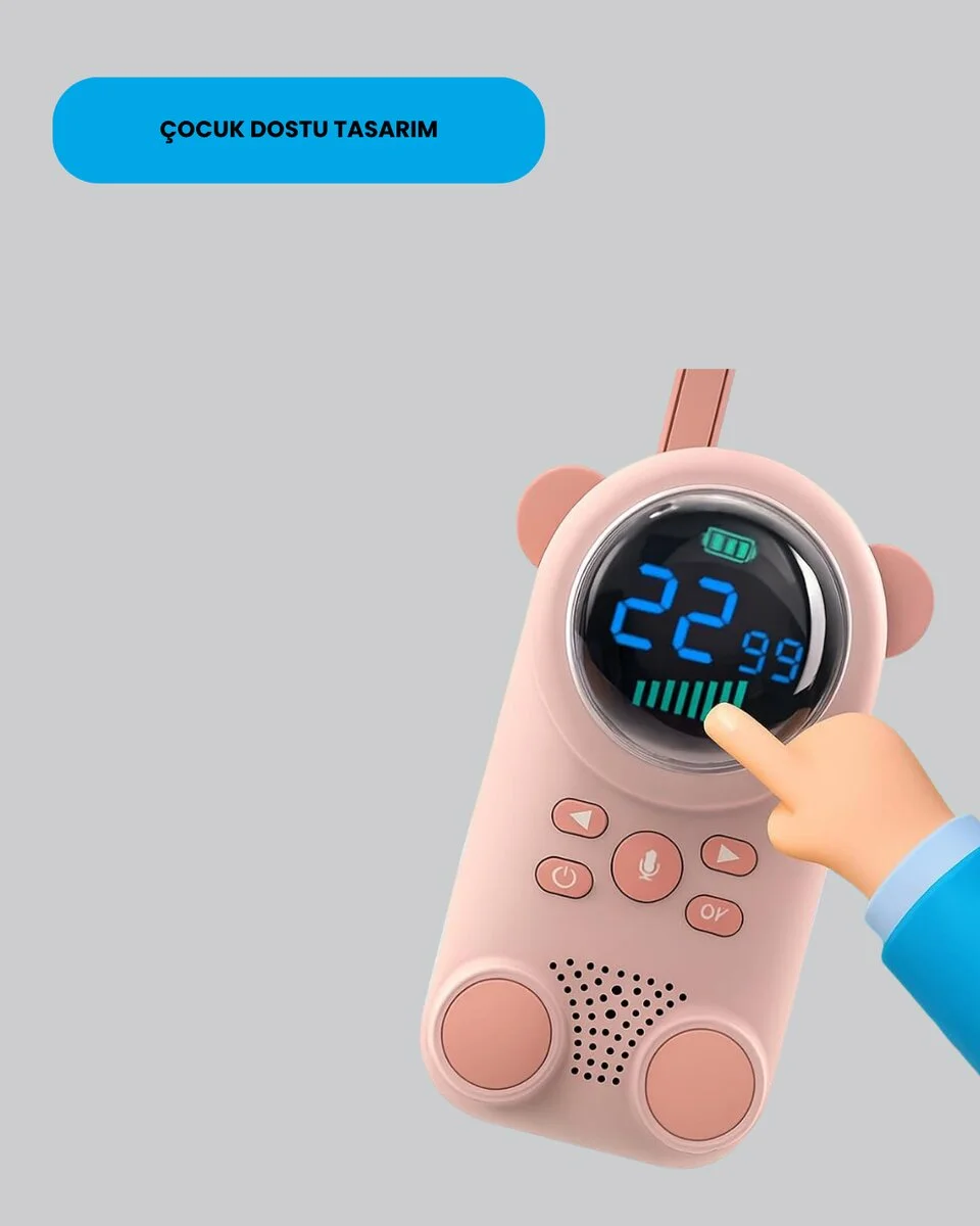 LCD Ekranlı Çocuk Telsizi – İki Yönlü Ses 1-3 km Çekim Mesafesi